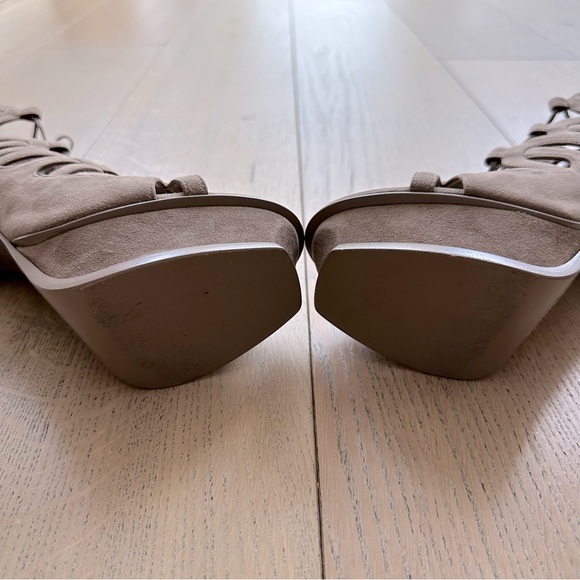 🆕 Saint Laurent Taupe Suede Tribute Ankle Wrap Lace Up Platform Stiletto - Picture 8 of 16